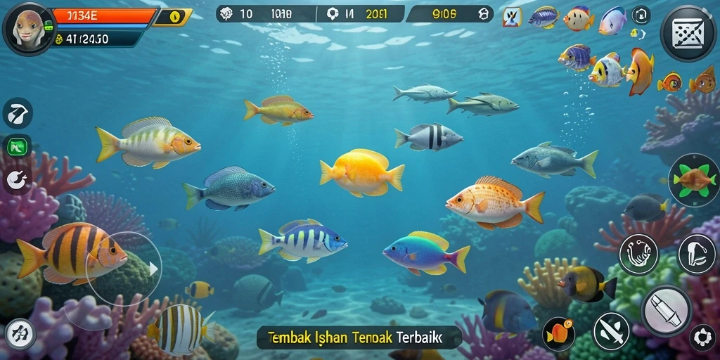 Tampilan gameplay 234E yang seru saat menembak ikan.
