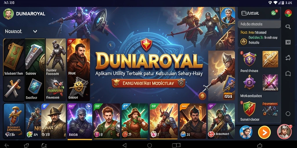 Tampilan antarmuka DUNIAROYAL yang user-friendly dan informatif.