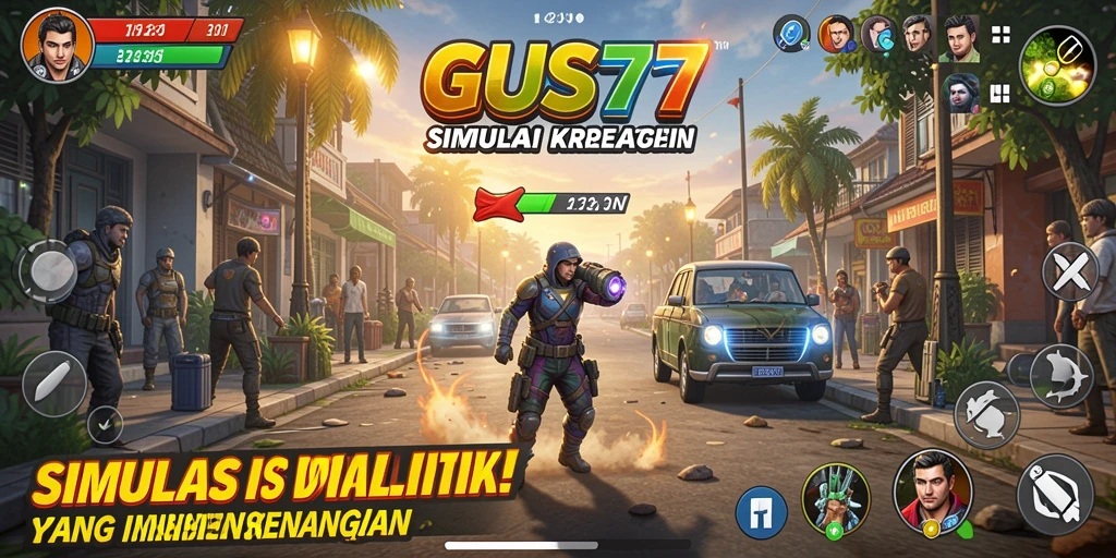 Tampilan menarik dari gameplay GUS77 yang penuh warna.