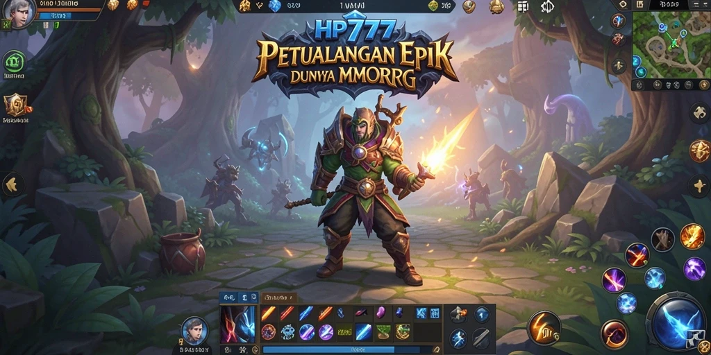 Screenshot gameplay HP777 menampilkan pertarungan epik dalam dunia MMORPG.