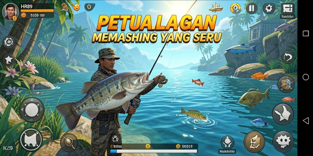 Tampilan gameplay menarik HR89 dengan aksi memancing seru.