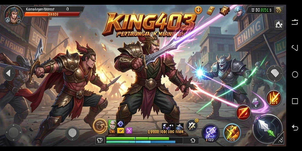Tampilan gameplay KING403 yang mendebarkan saat karakter bertarung.