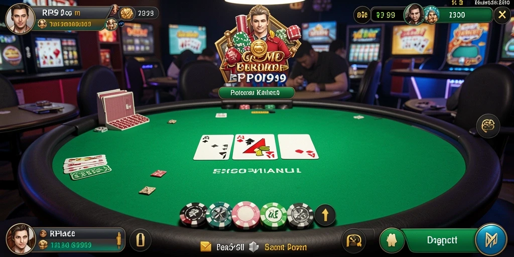 Tampilan gameplay menarik dari RP99 di tengah permainan poker yang seru.