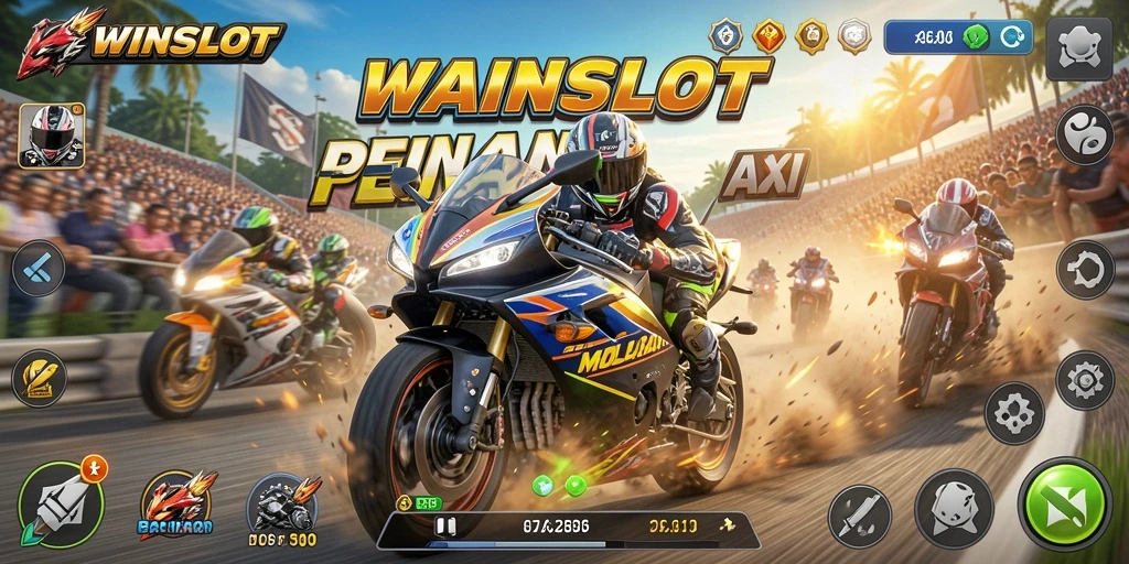 Tangkapan layar WINSLOT menampilkan aksi balapan motor yang mendebarkan.